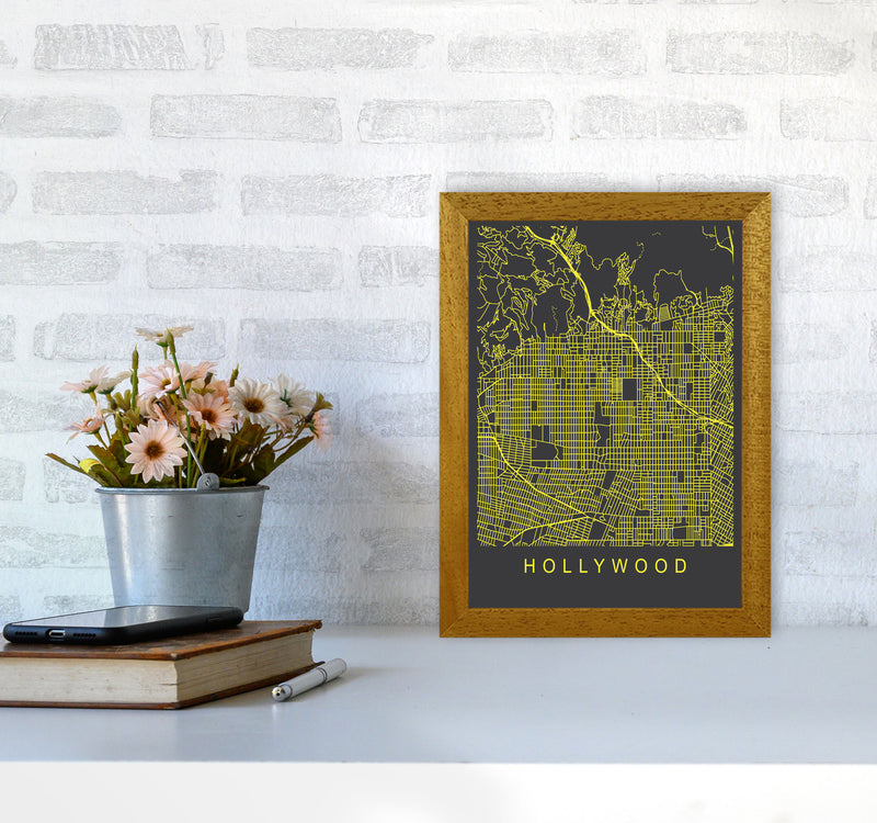 Hollywood Map Neon Art Print by Pixy Paper A4 Print Only