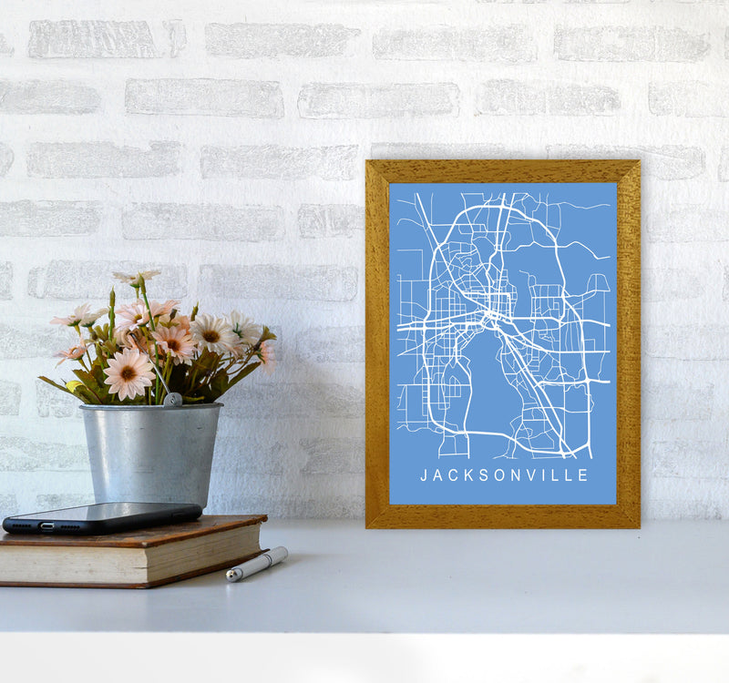 Jacksonville Map Blueprint Art Print by Pixy Paper A4 Print Only