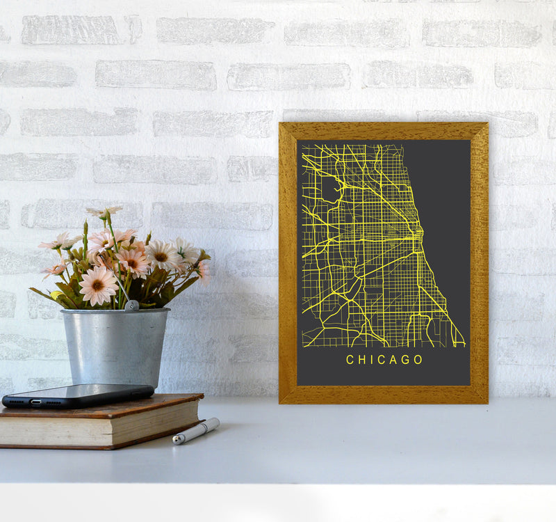 Chicago Map Neon Art Print by Pixy Paper A4 Print Only