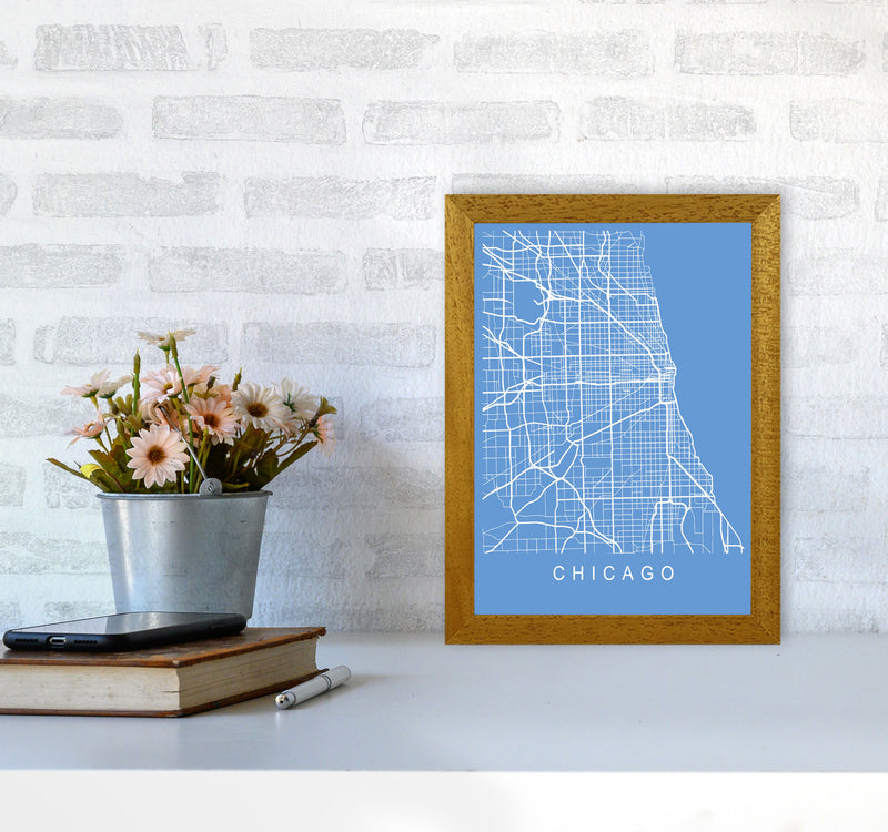 Chicago Map Blueprint Art Print by Pixy Paper A4 Print Only