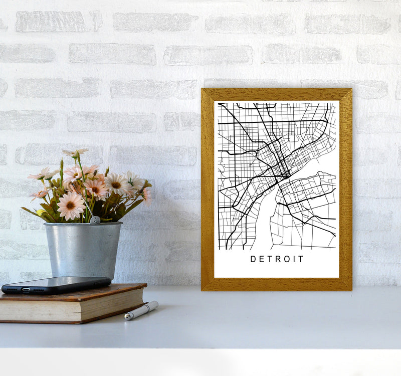 Detroit Map Art Print by Pixy Paper A4 Print Only