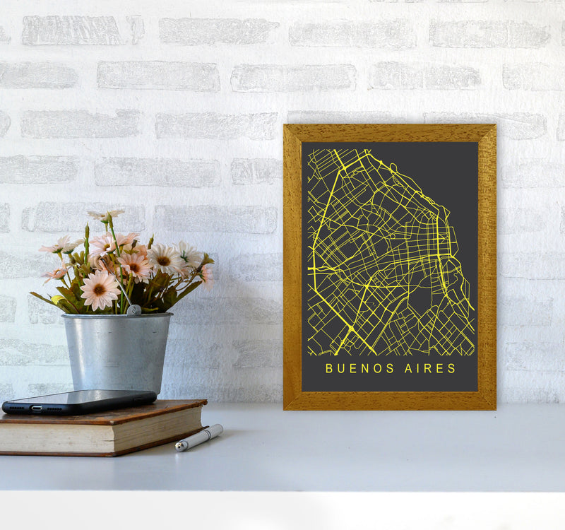 Buenos Aires Map Neon Art Print by Pixy Paper A4 Print Only