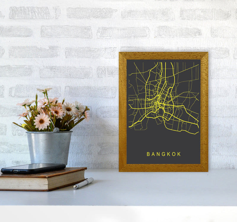 Bangkok Map Neon Art Print by Pixy Paper A4 Print Only