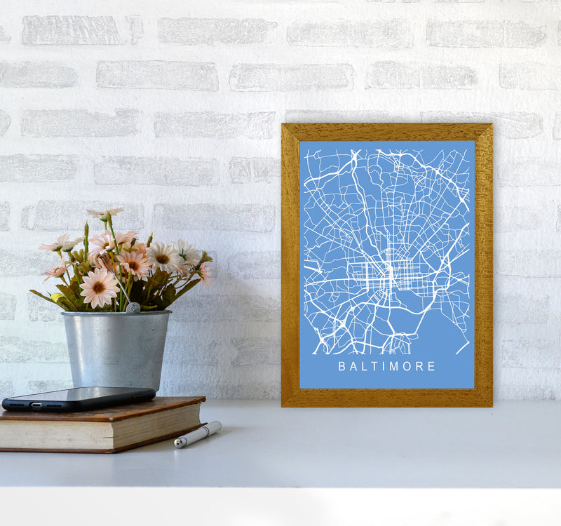 Baltimore Map Blueprint Art Print by Pixy Paper A4 Print Only