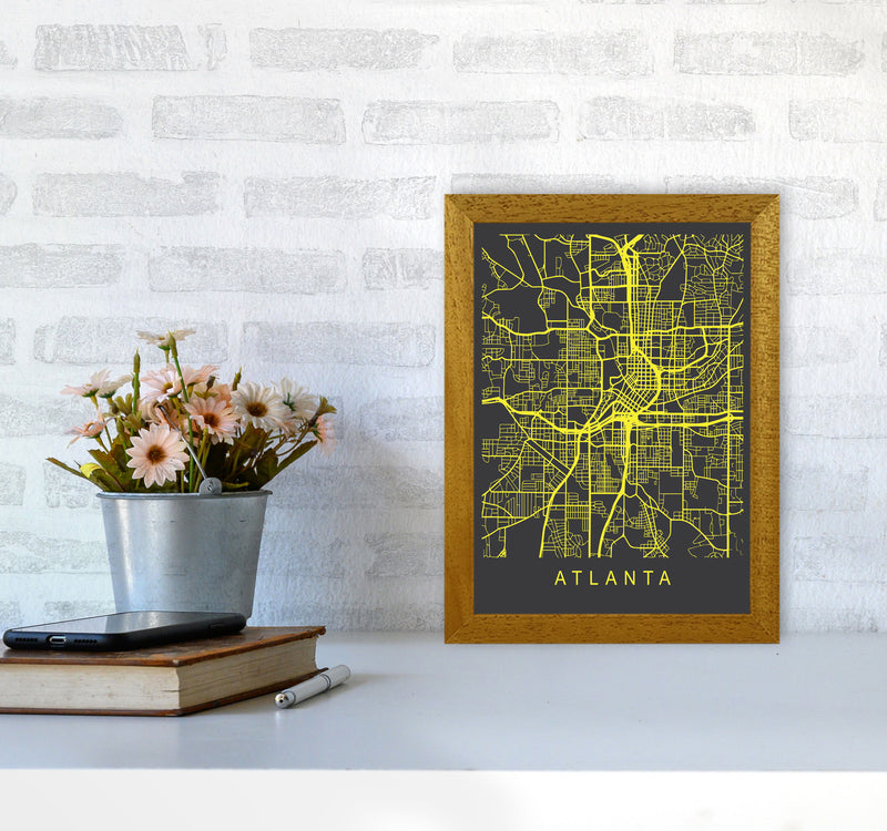 Atlanta Map Neon Art Print by Pixy Paper A4 Print Only