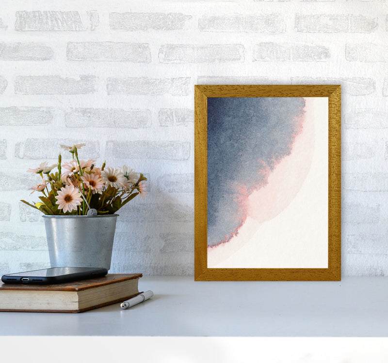 Sand Pink and Navy Watercolour 02 Art Print by Pixy Paper A4 Print Only