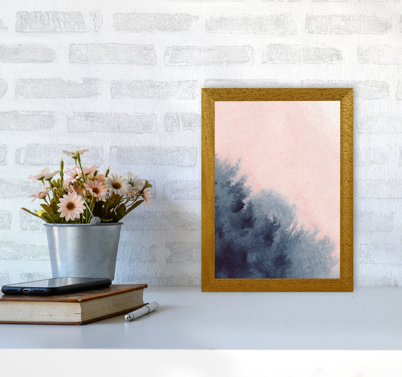 Sand Pink and Navy Watercolour 03 Art Print by Pixy Paper A4 Print Only