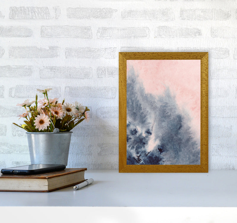Sand Pink and Navy Watercolour 04 Art Print by Pixy Paper A4 Print Only