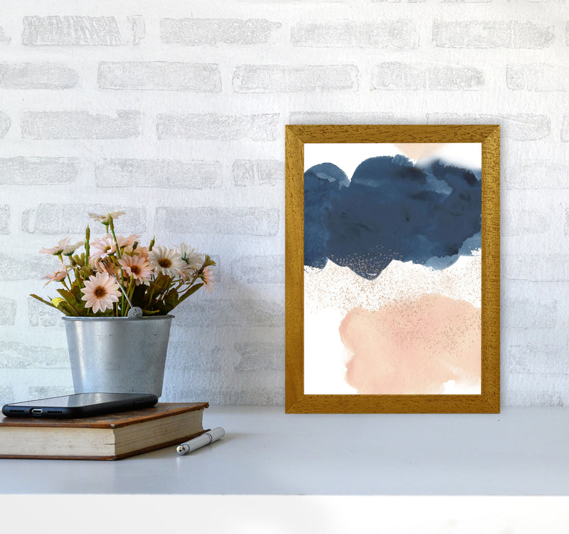 Aztec Blush and Navy Watercolour 03 Art Print by Pixy Paper A4 Print Only