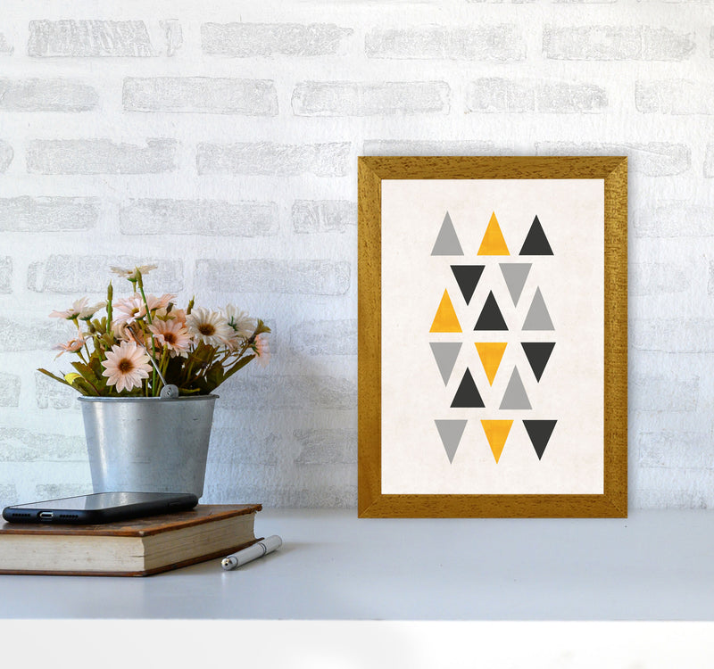 Small triangles mix mustard Art Print by Pixy Paper A4 Print Only