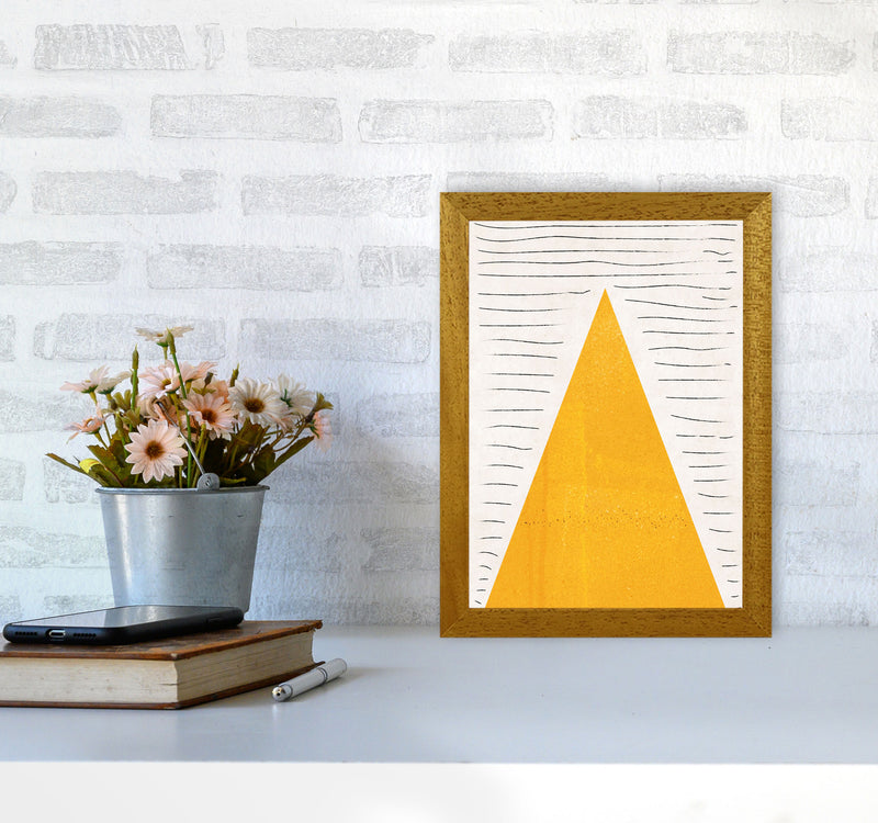 Mountains lines mustard Art Print by Pixy Paper A4 Print Only