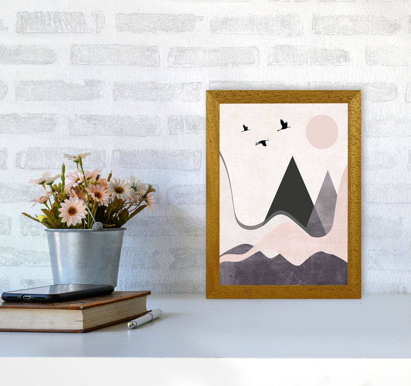 Hills and mountains pink cotton Art Print by Pixy Paper A4 Print Only