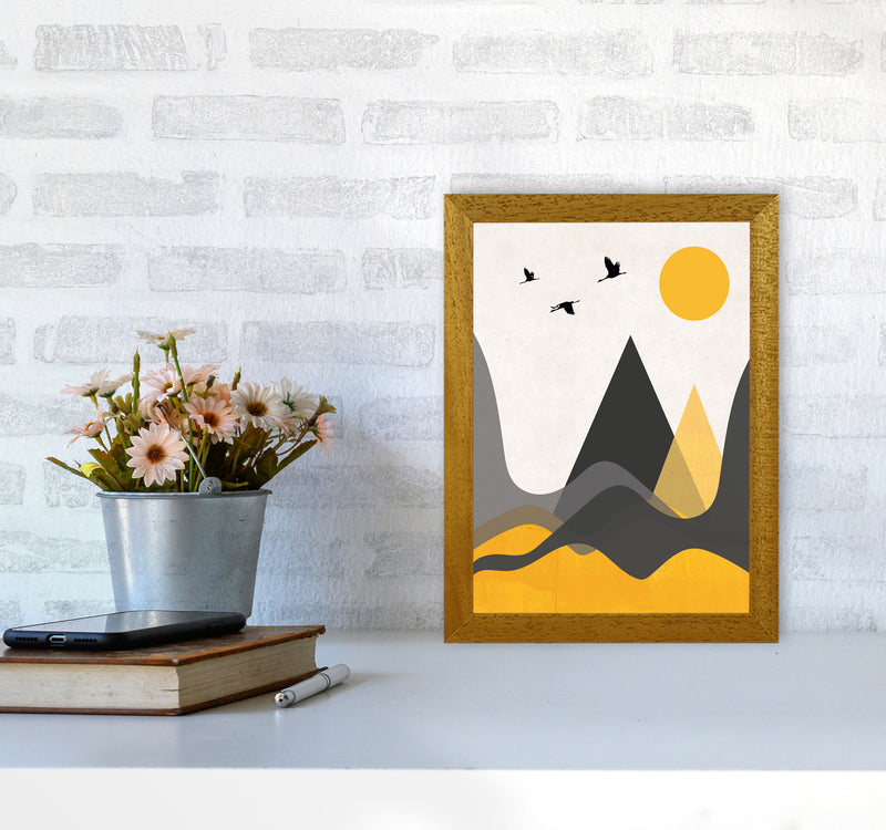 Hills and mountains mustard Art Print by Pixy Paper A4 Print Only