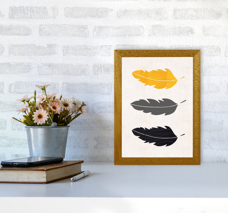 Feathers Mustard Art Print by Pixy Paper A4 Print Only