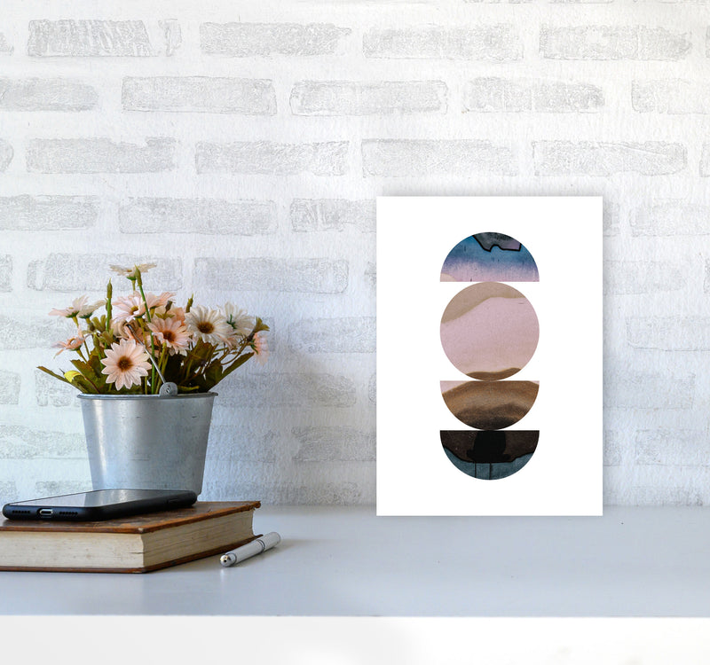 Abstract Circles White Background Modern Print A4 Black Frame
