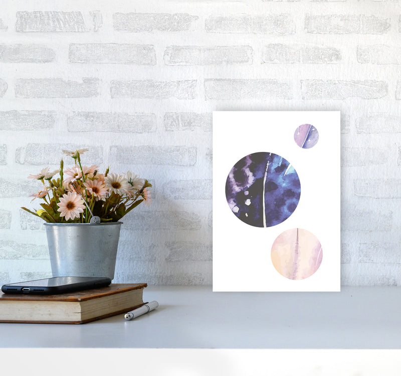 Pink And Purple Watercolour Planets Abstract Modern Print A4 Black Frame
