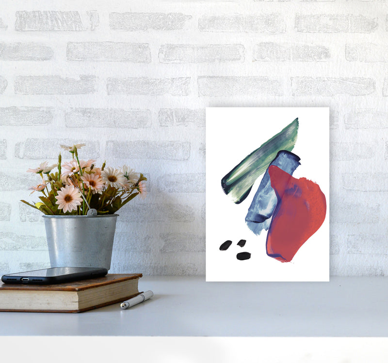Red And Blue Mixed Watercolour Abstract Modern Print A4 Black Frame