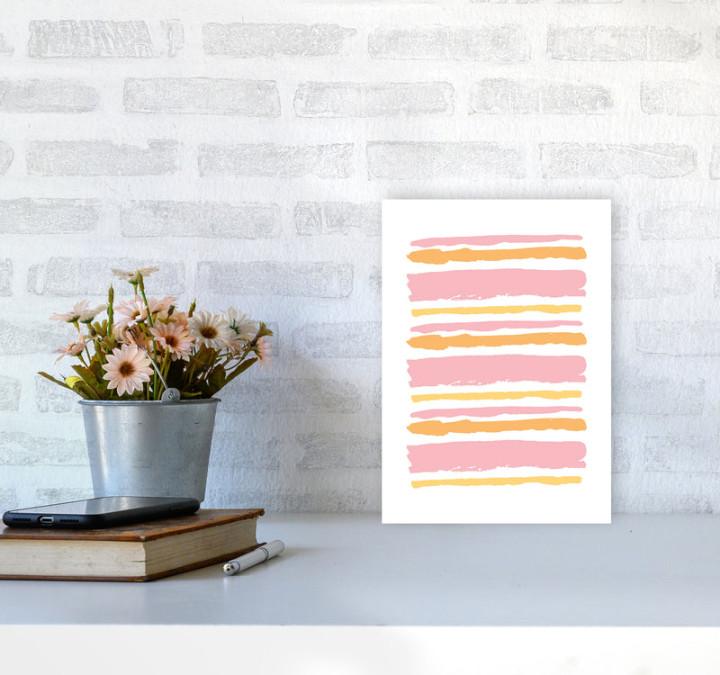 Pink Contrast Abstract Stripes Modern Print A4 Black Frame