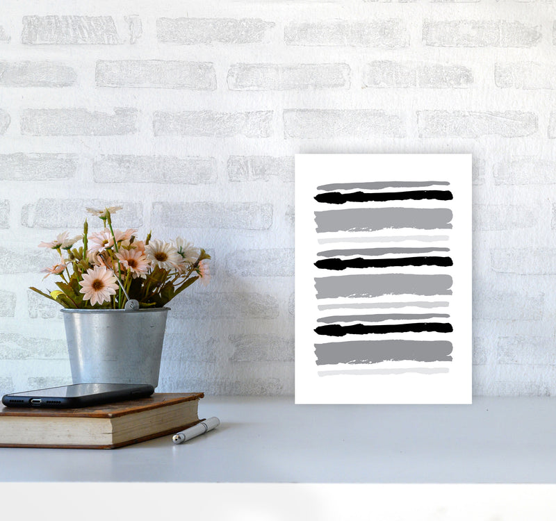 Black Contrast Abstract Stripes Modern Print A4 Black Frame