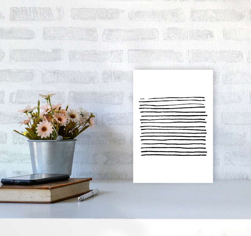 Black Zebra Lines Abstract Modern Print A4 Black Frame