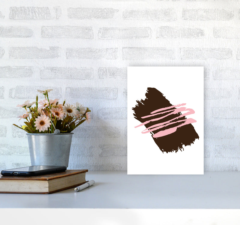 Black Jaggered Paint Brush Abstract Modern Print A4 Black Frame