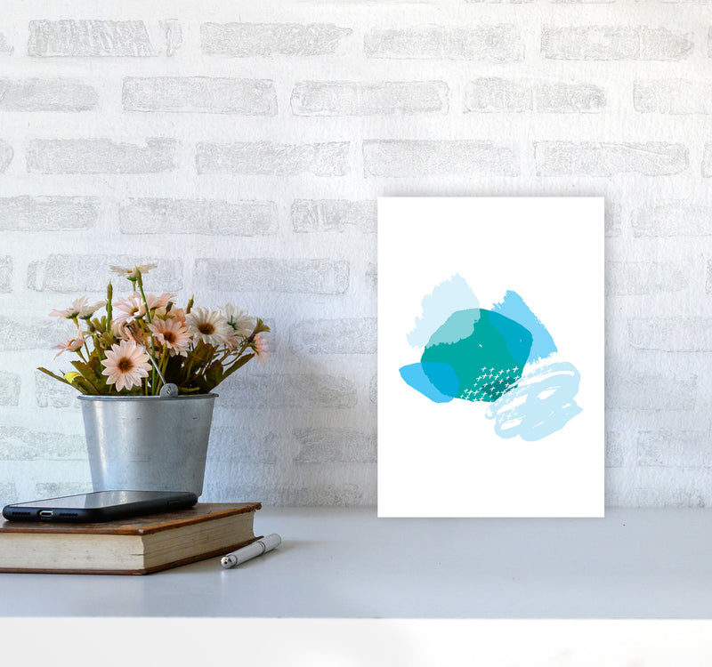 Blue And Teal Mismatch Abstract Modern Print A4 Black Frame