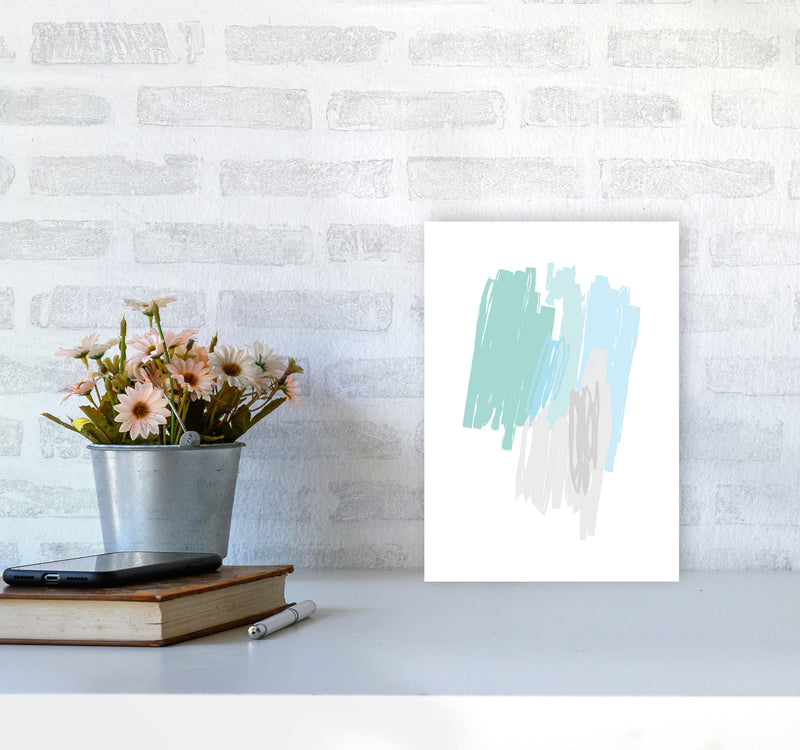 Mint Scribbles Abstract Drawings Modern Print A4 Black Frame