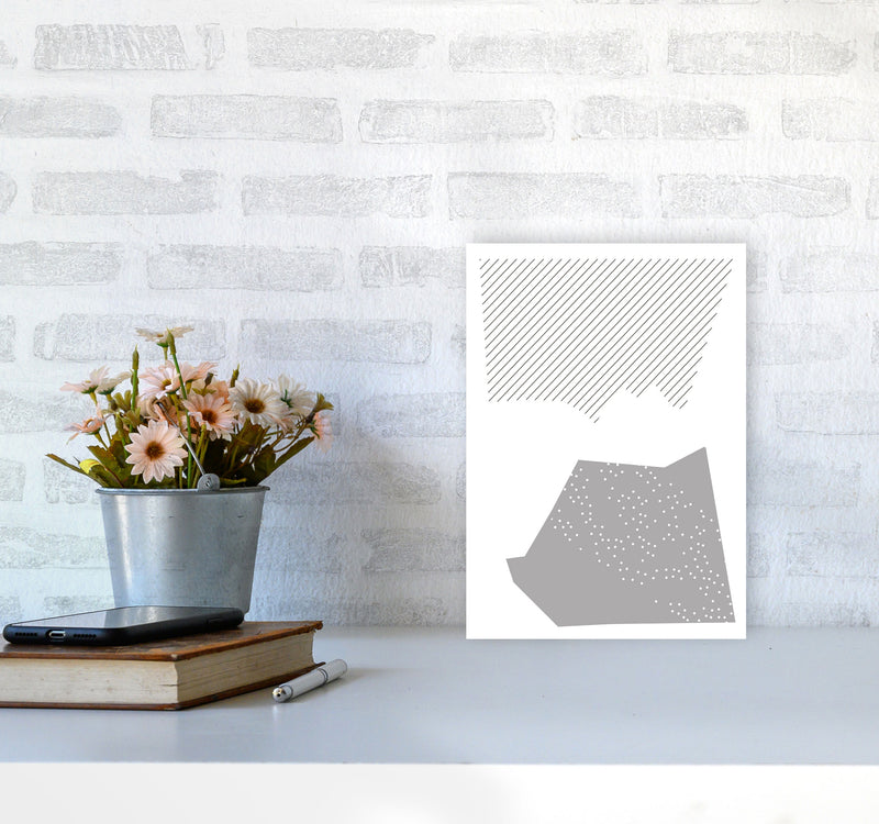 Grey Top And Bottom Abstract Modern Print A4 Black Frame