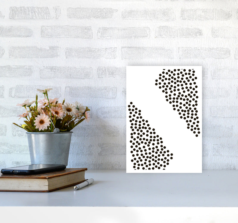 Black Corner Polka Dots Abstract Modern Print A4 Black Frame
