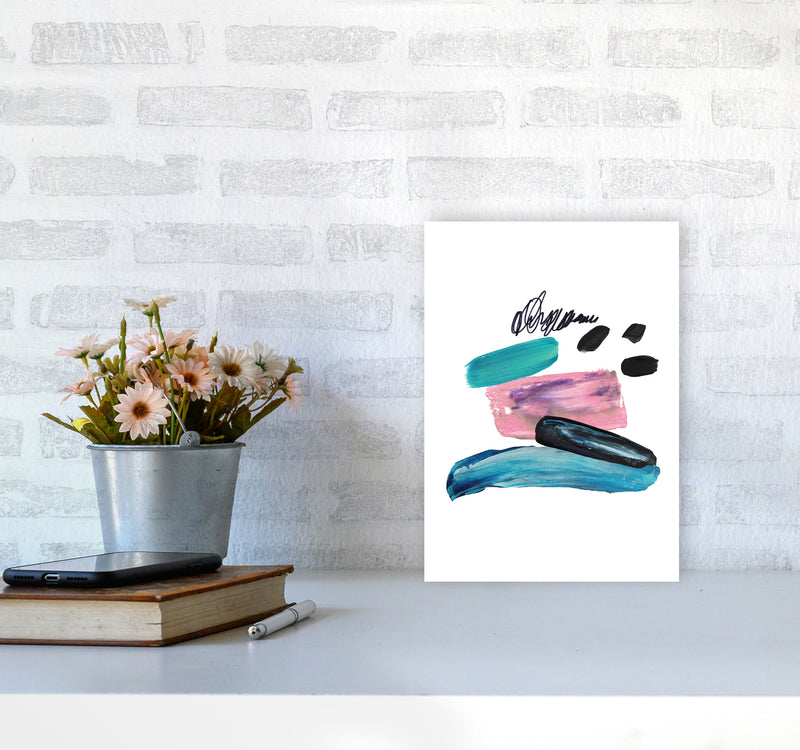 Pink And Teal Abstract Artboard Modern Print A4 Black Frame