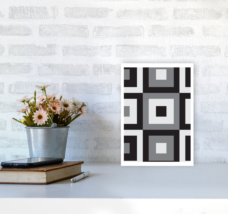 Grey Abstract Patterns 1 Modern Print A4 Black Frame