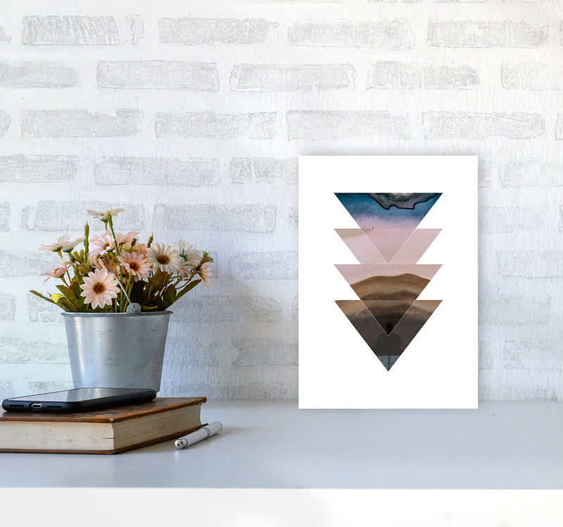 Pastel And Sand Abstract Triangles Modern Print A4 Black Frame