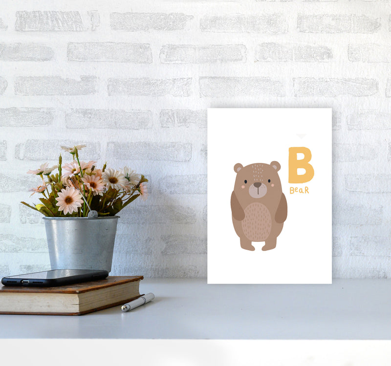 Alphabet Animals, B Is Forbear Framed Nursey Wall Art Print A4 Black Frame