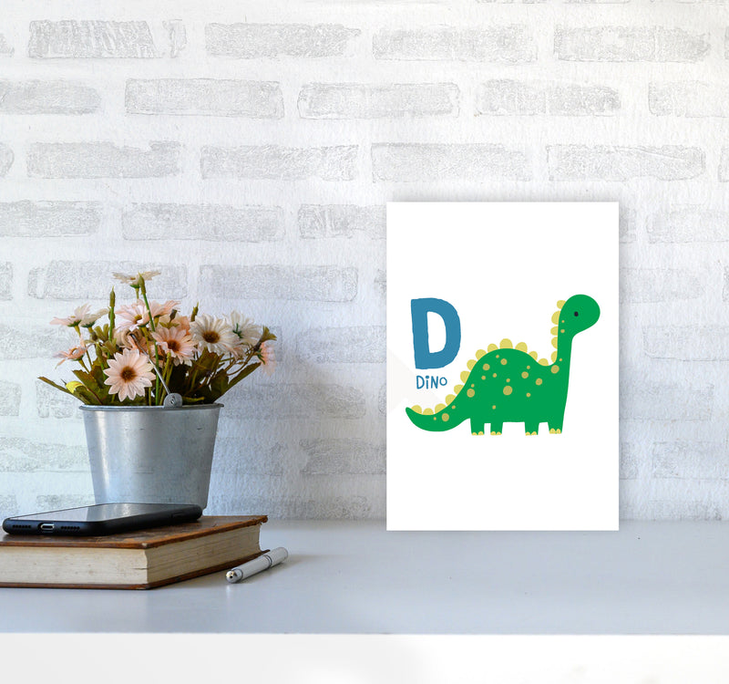 Alphabet Animals, D Is For Dino Framed Nursey Wall Art Print A4 Black Frame