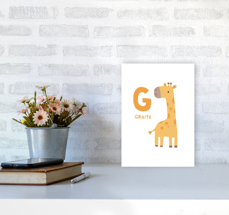 Alphabet Animals, G Is For Giraffe Framed Nursey Wall Art Print A4 Black Frame