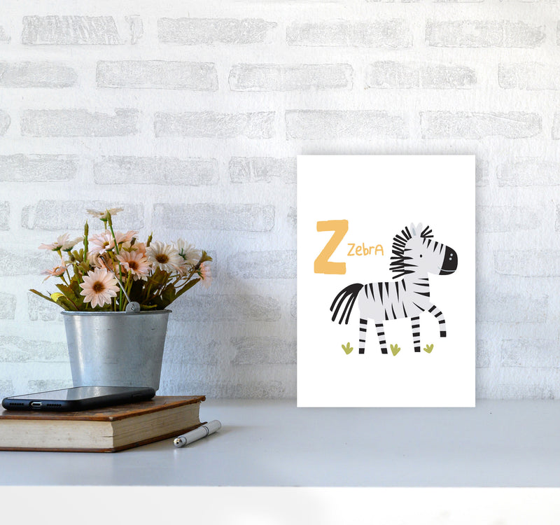 Alphabet Animals, Z Is For Zebra Framed Nursey Wall Art Print A4 Black Frame