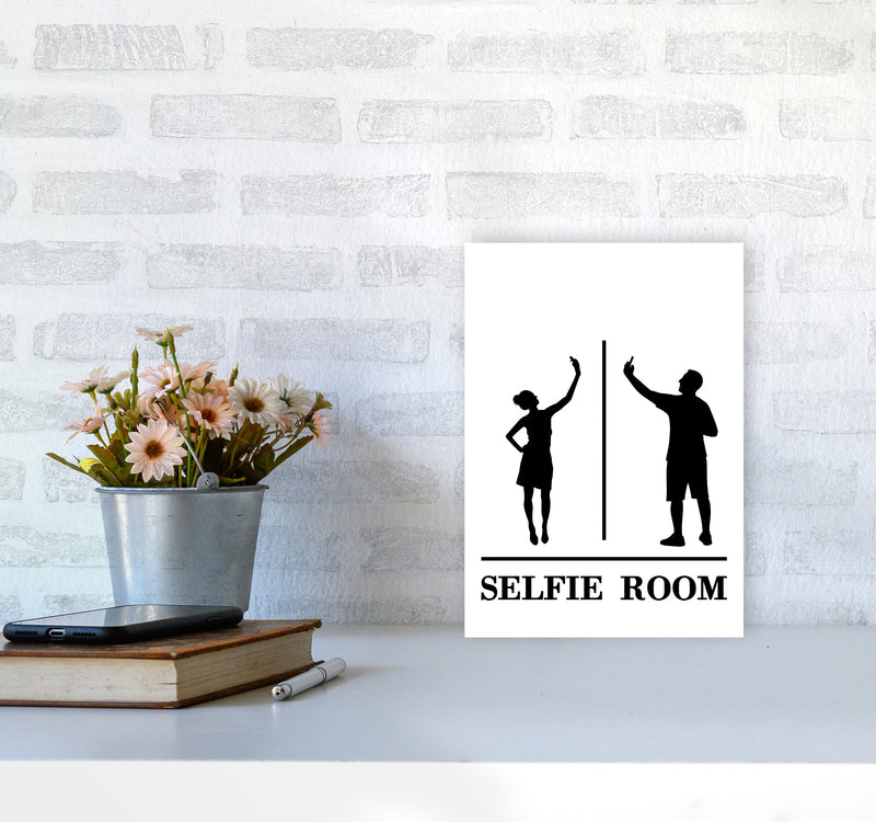 Selfie Room, Bathroom Modern Print, Framed Bathroom Wall Art A4 Black Frame