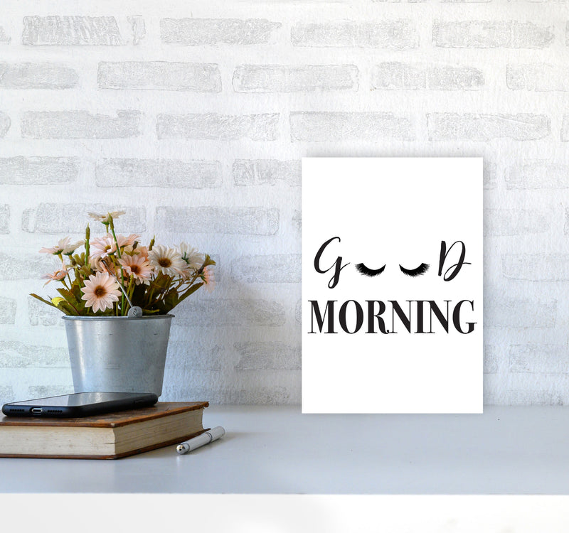 Good Morning Lashes Framed Typography Wall Art Print A4 Black Frame