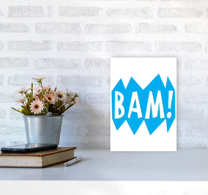 BAM! Blue Framed Nursey Wall Art Print A4 Black Frame