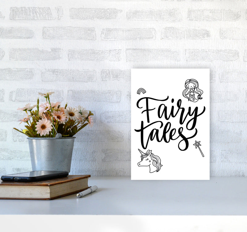 Fairy Tales Black Framed Nursey Wall Art Print A4 Black Frame