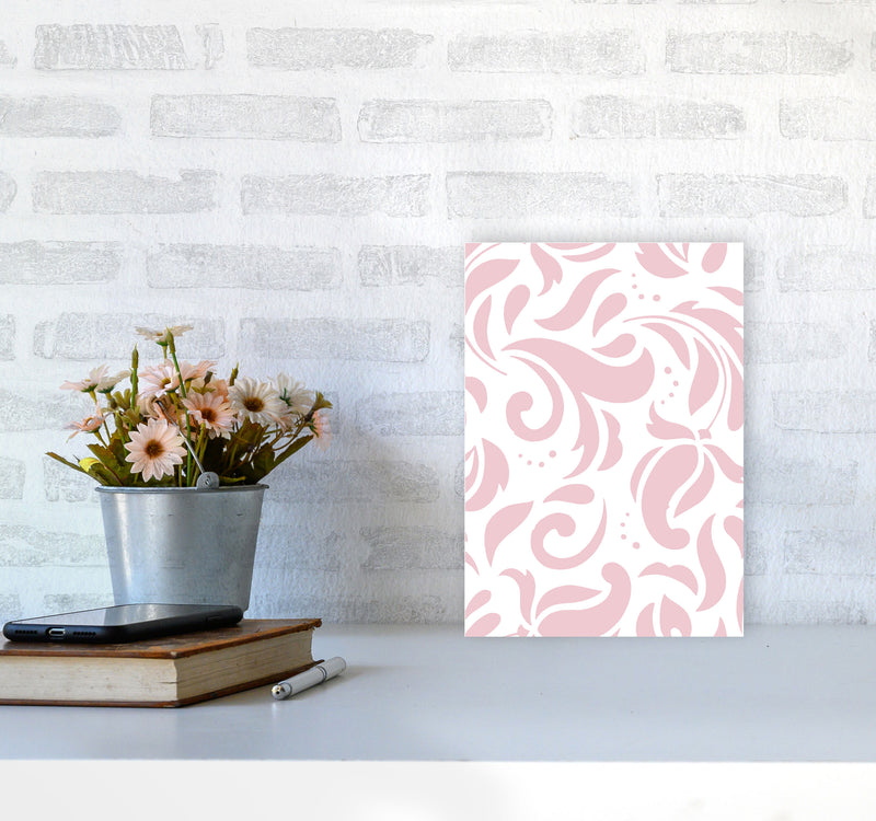 Pink Floral Pattern Modern Print A4 Black Frame