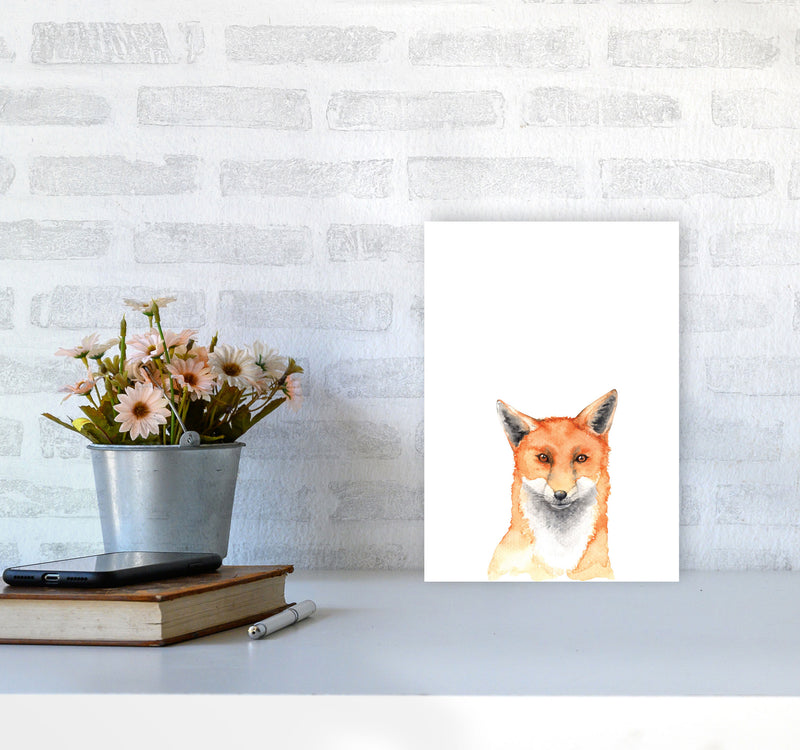 Forest Friends, Fox Modern Print Animal Art Print A4 Black Frame