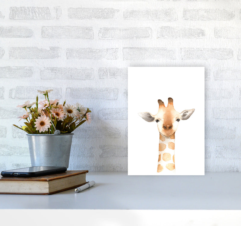 Forest Friends, Cute Giraffe Modern Print Animal Art Print A4 Black Frame