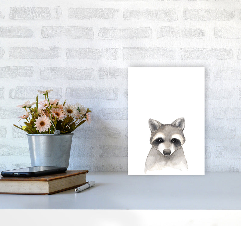 Forest Friends, Cute Raccoon Modern Print Animal Art Print A4 Black Frame