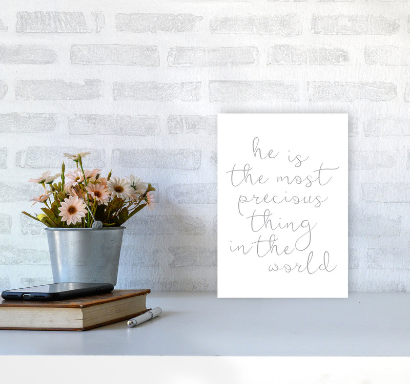 He Is The Most Precious Thing In The World Grey Framed Typography Wall Art Print A4 Black Frame
