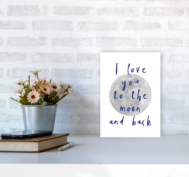 I Love You To The Moon And Back Navy Framed Typography Wall Art Print A4 Black Frame