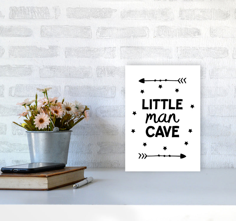 Little Man Cave Black Arrows Framed Nursey Wall Art Print A4 Black Frame