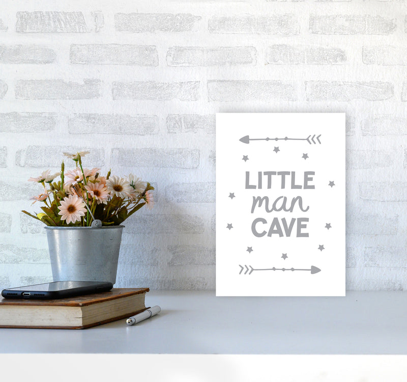 Little Man Cave Grey Arrows Framed Nursey Wall Art Print A4 Black Frame