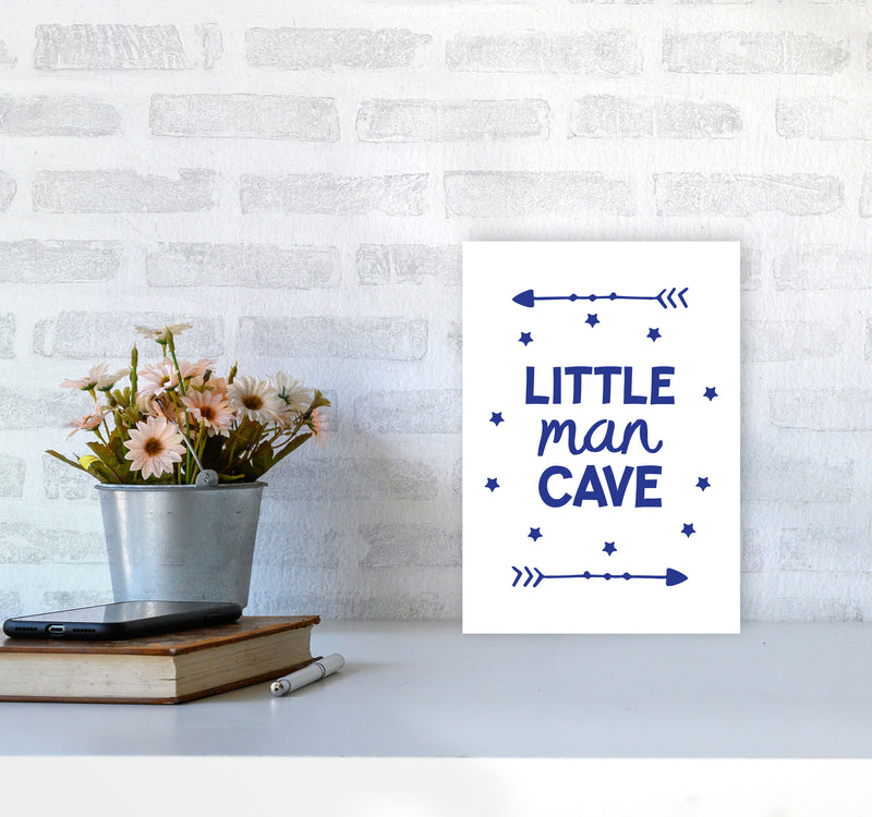 Little Man Cave Navy Arrows Framed Nursey Wall Art Print A4 Black Frame