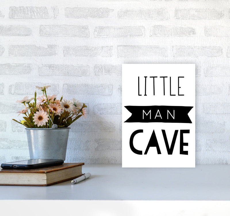 Little Man Cave Black Banner Framed Nursey Wall Art Print A4 Black Frame